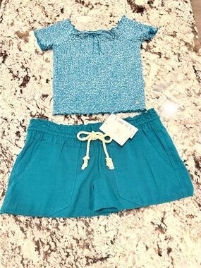 Roxy Turquoise Two-Piece Casual Top & Shorts Set